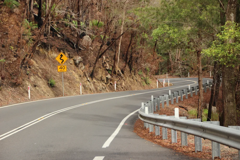 A winding road through hills in South India